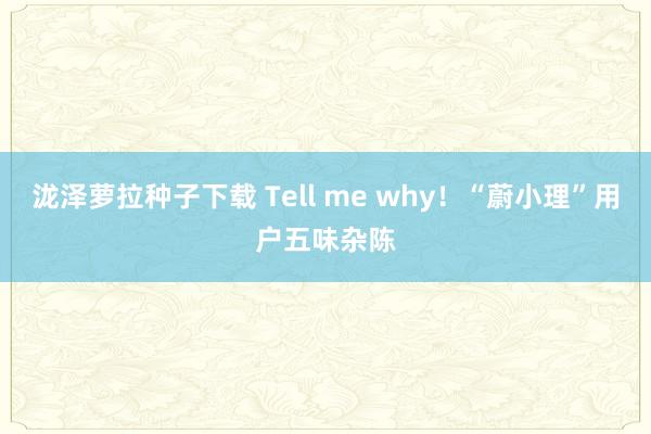 泷泽萝拉种子下载 Tell me why！“蔚小理”用户五味杂陈