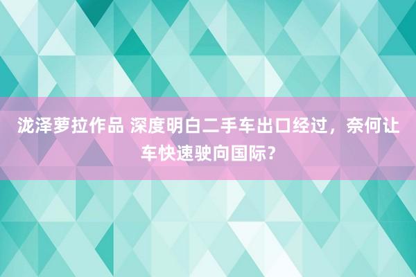 泷泽萝拉作品 深度明白二手车出口经过，奈何让车快速驶向国际？