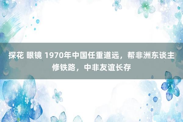 探花 眼镜 1970年中国任重道远，帮非洲东谈主修铁路，中非友谊长存